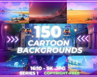 150 High-Res Cartoon Backgrounds, 5K Cartoon Backdrops for Animators & Illustrators, Digital Backdrops, No Copyright, Commercial Use