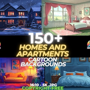 Plus de 150 fonds d'écran animés pour maisons et appartements modernes | Toiles de fond numériques 5K | Scènes d'intérieur et d'extérieur | Téléchargement instantané Aucun droit d'auteur