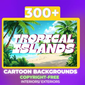 Ponad 300 kreskówkowych teł z tropikalnymi wyspami – 5K Clipart dla animatorów, twórców i sztuki cyfrowej | Natychmiastowe pobieranie
