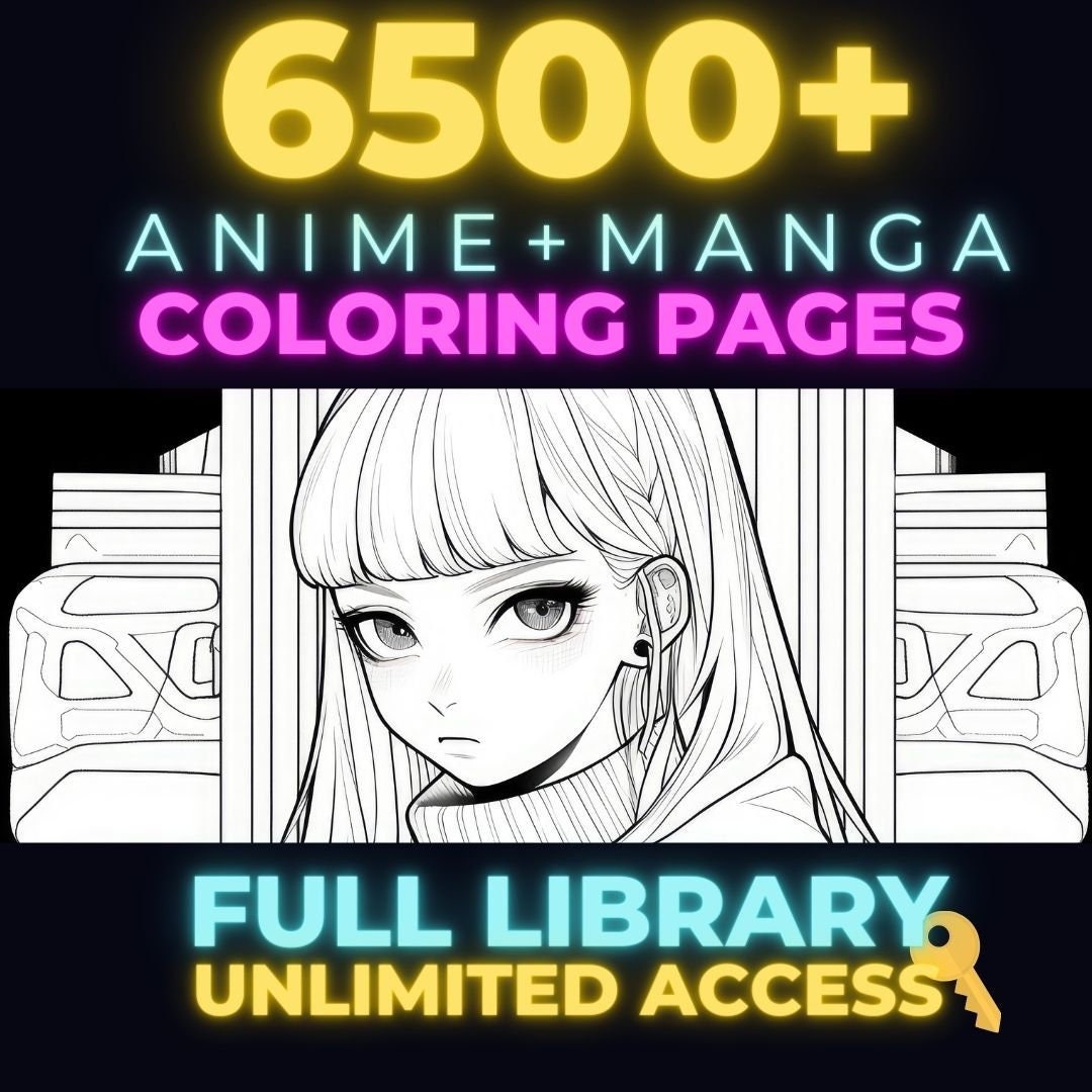 Anime Coloring Book 6000 Coloring Pages | Complete Library Access | Ultimate Anime Art Collection | Manga Coloring art | digital Download