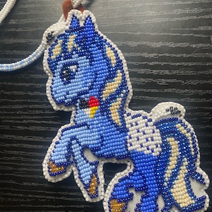 Unicorn Medallion - Lazy Stitched Beadwork - Faded Chain