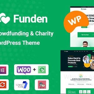 Peut inclure: Une capture d'écran du site Web présentant le thème WordPress Funden pour les projets de financement participatif et de charité. Le thème présente un schéma de couleurs vert et blanc avec un logo en forme de cœur et du texte qui lit "Funden : Financement participatif et charité Thème WordPress". La capture d'écran comprend également des images de différentes pages du site Web, notamment une page d'accueil, une page à propos de nous et une page de produit.