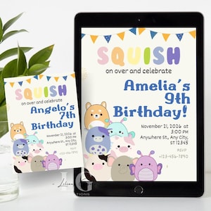 Squishmallow Custom DIGITAL Birthday Invitation