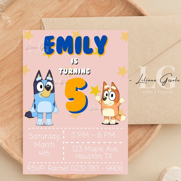 Custom Bluey Party Invitation