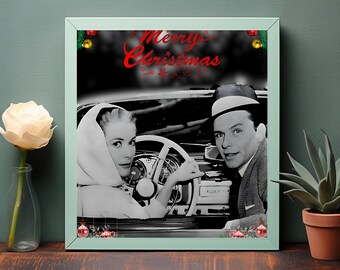 Buon Natale da Grace Kelly e Frank Sinatra sul set di Alta Società 1956 - Decorazioni natalizie vintage da parete