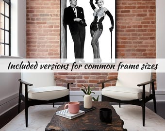 Vintage Hollywood-glamour Marilyn Monroe tijdens Jack Benny Show 1953: een boeiende zwart-witscène met digitale kunst | SVG- en JPG-bestanden