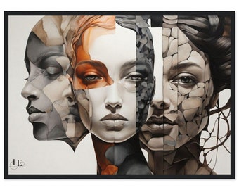 Identiteitsmozaïek: premium mat papier houten ingelijste poster-uniek kunstwerk voor modern decor-vintage boeiend decorstuk voor muziekliefhebbers