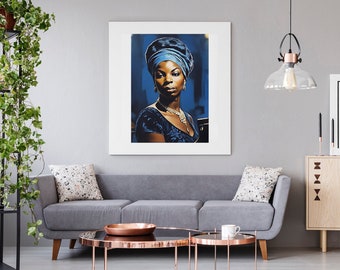Digitale poster Nina Simone - de getalenteerde jazzzangeres en muziekicoon