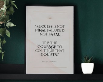 Winston Churchill Quote Poster | Motivational Wall Art | Encouraging Decor Piece| Motivational Gift Idea| Elegant Home Decor