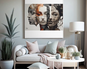 Poster Identiteitsmozaïek: overlappende lagen van de mensheid