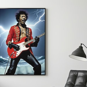 Jimi Hendrix 1960s Rock Icon Poster | Classic Rock Wall Decor | 300dpi High Quality | SVG, PDF, JPG