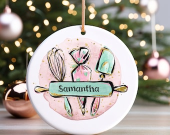 Custom Bakers Ornament, Personalized Christmas Ornament, Gift for Baker, Gift for Foodie, Tree Ornament for Baker, Mom Gift, Grandma Gift