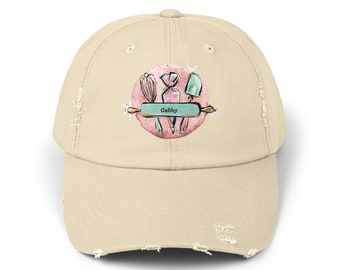 Personalized Baker's Cap, Custom Baker's Distressed Hat, Gift for Baker, Chef Gift, Custom Mom Cap, Rolling Pin Custom Cap