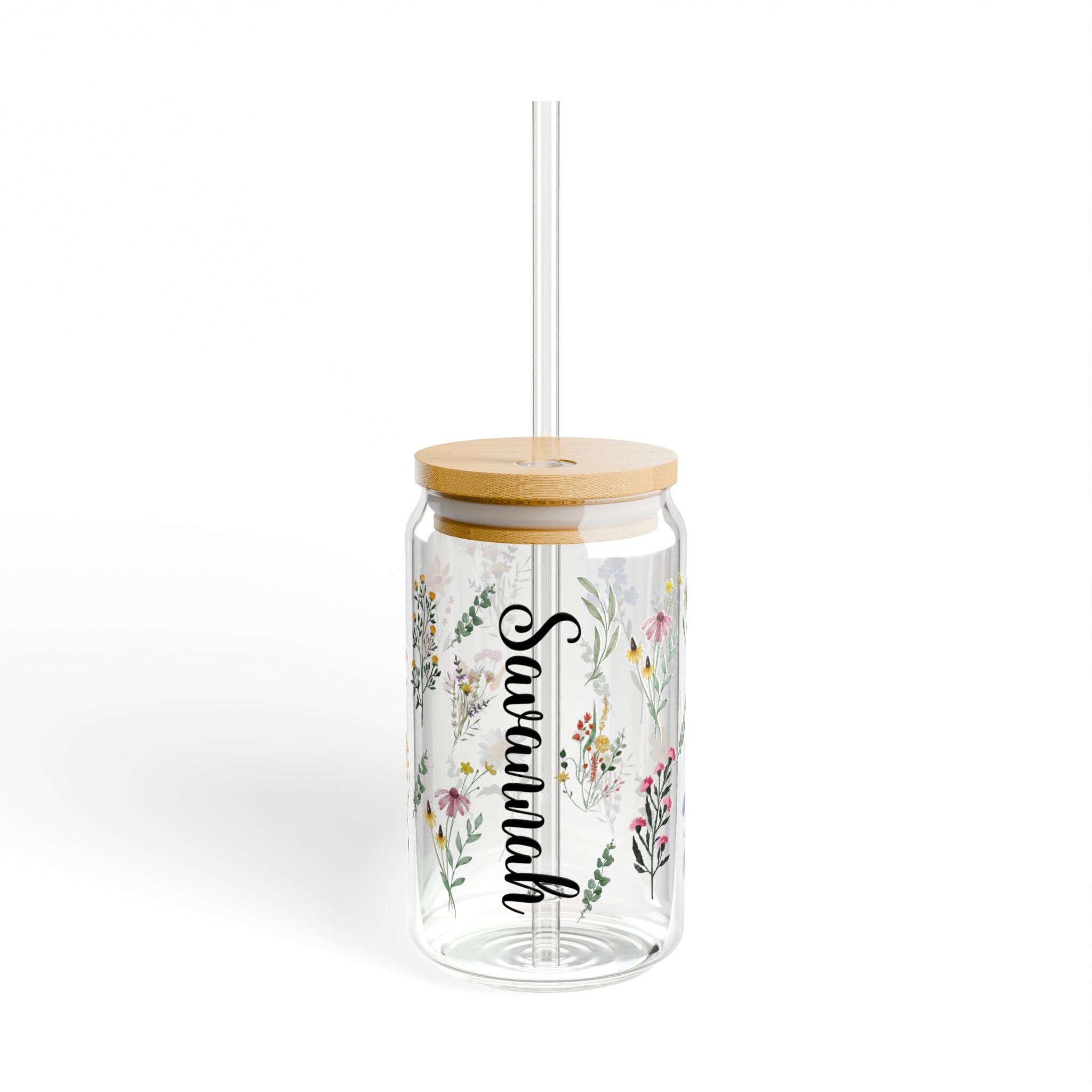 Personalized Iced Coffee Cup Floral Retro With Lid and Straw AND Coffee ...