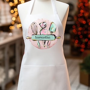 Personalisierte Weihnachtsschürze für Frauen, Benutzerdefinierte Backcrew-Schürzen, Feiertags-Backschürze für Erwachsene, Männer, Familie, Freunde, Geschenk für Bäcker