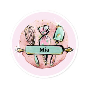 Personalized Baker Sticker, Chef Sticker, Round Bakery Sticker, Gift for Baker, Sticker for Recipe Book, Custom Sticker Bakers, Cooks, Chefs