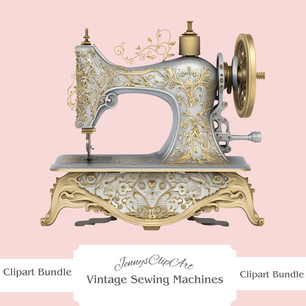Floral Sewing Machine PNG, Floral Sewing Machine Clipart, Quilting Clipart, Sewing Clipart, Vintage Png, Digital Png