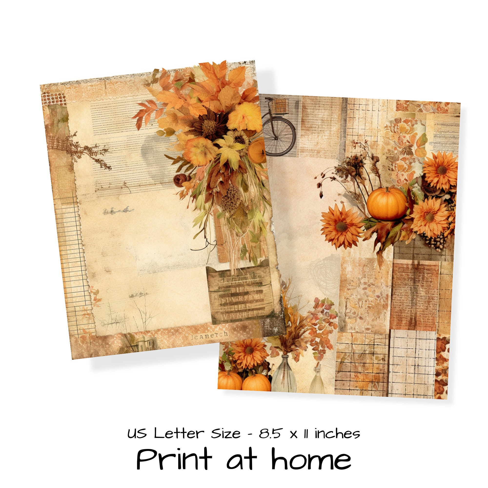 Fall Junk Journal Printable, Autumn Ephemera, Fall Digital Papers ...