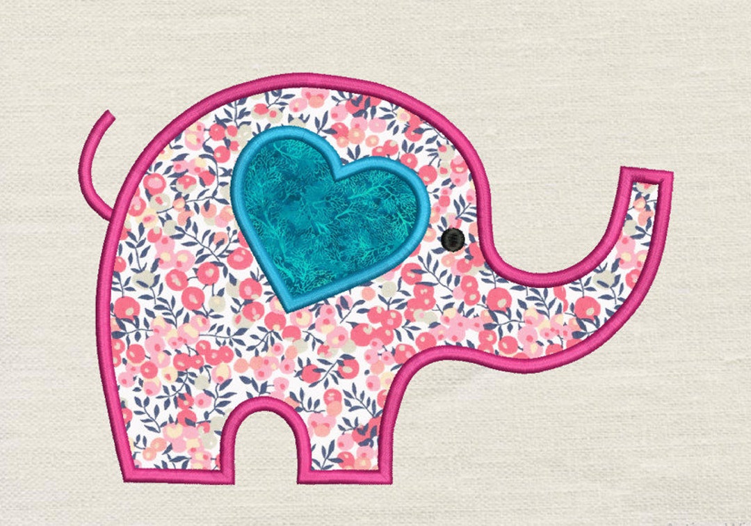 Elephant Applique Embroidery Design 3 SIZES Instant Download Etsy