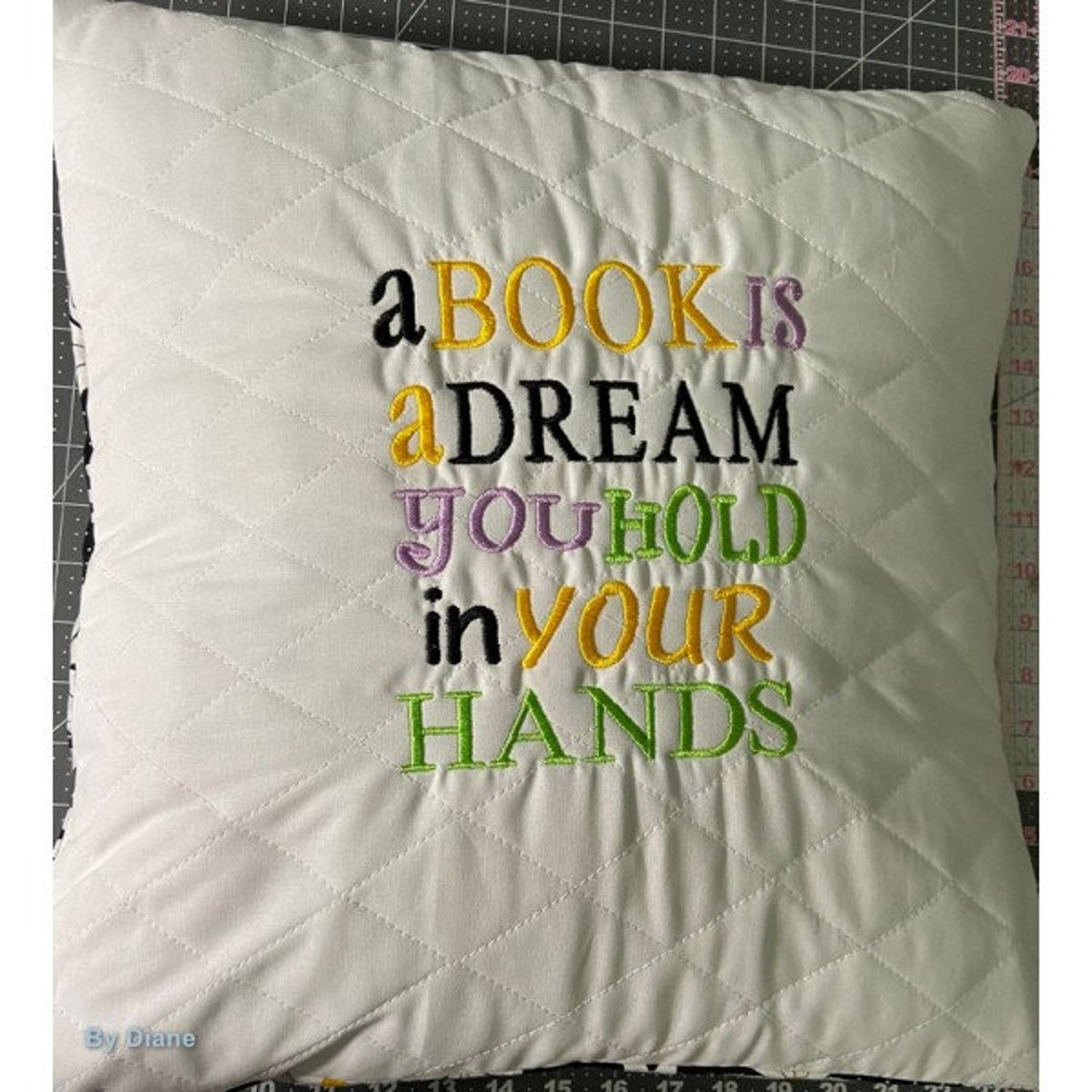 A Book is a Dream Quotes and Sayings Reading Pillow Embroidery Etsy