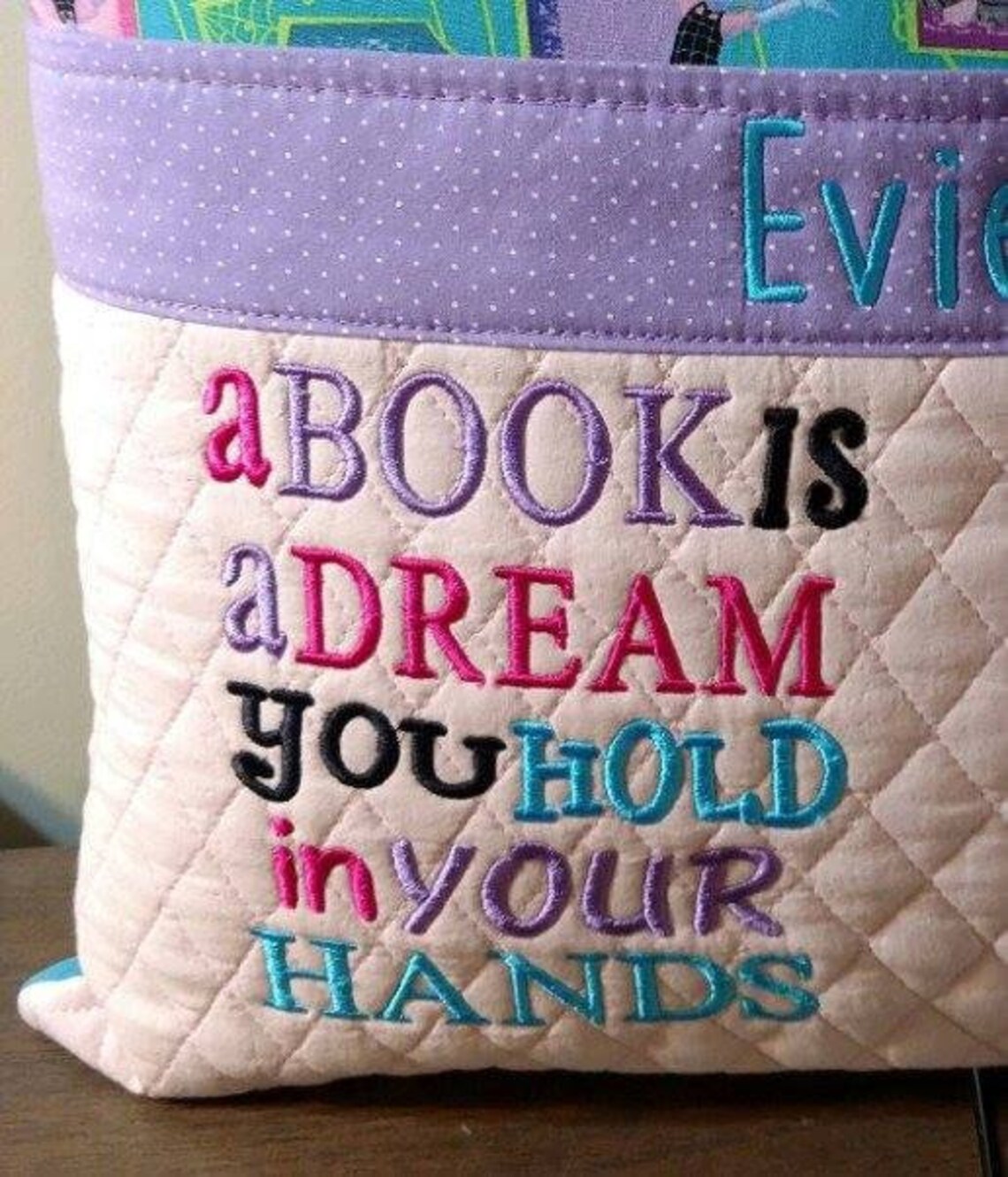 A Book is a Dream Quotes and Sayings Reading Pillow Embroidery Etsy