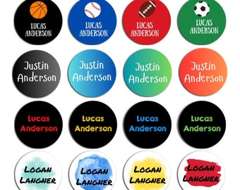 Etiquetas redondas para guardería / Personalizadas / Impermeables / Aptas para lavavajillas / Etiquetas redondas con nombre / Etiquetas para chupetes / Elige tu tema / Material escolar