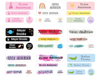 Etichette per asili nido e materiale scolastico / Adesivi personalizzati impermeabili / Etichette lavabili in lavastoviglie per bambini / Etichette personalizzate con nome / Etichette per asili nido