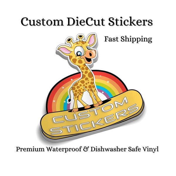 Custom Vinyl Waterproof Stickers Cut any Shape. Custom Bulk Stickers Perfect for Companies, Creators, and Sticker Lovers