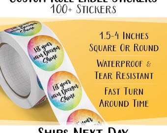 150 labels op rol Premium glanzende weerbestendige labels - jouw ontwerplogo - volgende dag verzonden - snelle verzending - zakelijke labels - aangepaste stickers