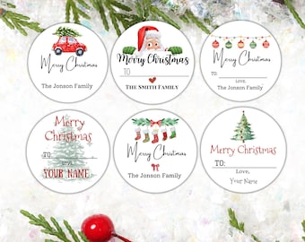 Etiquetas navideñas personalizadas: etiquetas de regalo personalizadas "Para/De" para paquetes navideños