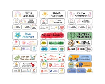 Etiquetas con nombre para útiles escolares / Pegatinas impermeables personalizadas / Etiquetas aptas para lavavajillas para niños / Etiquetas con nombre personalizadas / Etiquetas para guarderías