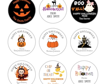 Pegatinas personalizadas de Halloween / Pegatinas personalizadas de Feliz Halloween / Etiquetas de Halloween / Pegatinas fáciles de despegar / Pegatinas para bolsas de dulces / Truco o trato