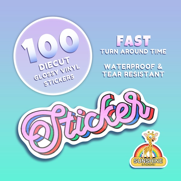 Custom Vinyl Waterproof Stickers Cut any Shape. Custom Bulk Stickers Perfect for Companies, Creators, and Sticker Lovers