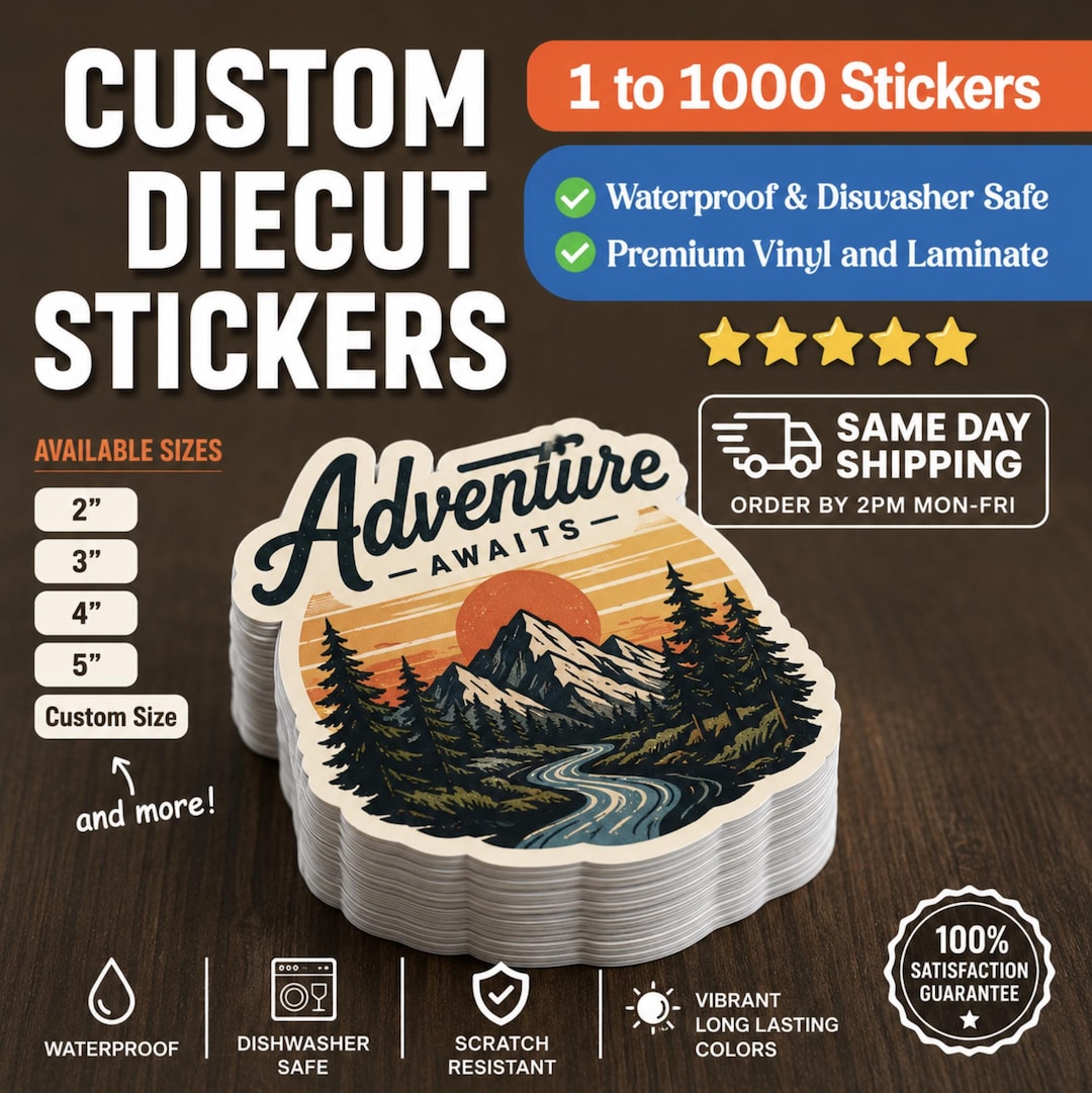 Sticker Custom Custom Vinyl Waterproof Stickers Cut Any Shape. Custom Bulk Stickers ...
