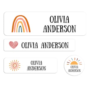 Etiquetas con nombre para útiles escolares / Pegatinas impermeables personalizadas / Etiquetas aptas para lavavajillas para niños / Etiquetas con nombre personalizadas / Etiquetas para guarderías