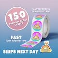 150 Labels on Roll Premium Gloss Weatherproof Labels - Your Design Logo - Ship Next Day - Fast Shipping-Business Labels-Custom Stickers