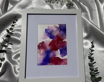 Abstrakte Kunst | Alkohol Tuschemalerei | 5 "x 7" Kunst | Alkohol Tinte Kunst | Abstrakte Wandkunst | Lila und Pink Kunst | Wanddekoration