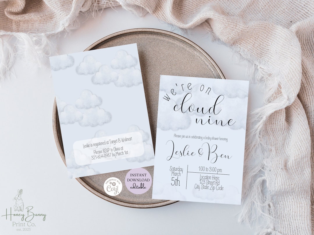 Cloud 9 Baby Shower Evite Cloud Baby Shower Invitation Visit Our Shop