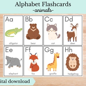 Animal Alphabet Flashcards, Digital Download