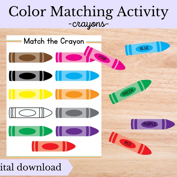 Crayon Color Matching Activity, Digital Download