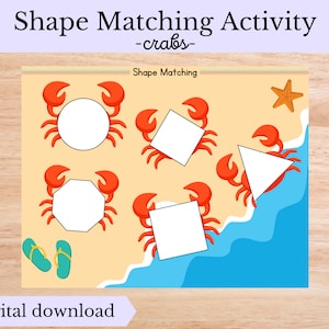 Shape Matching Activity, Crabs on the Beach, Digital Download