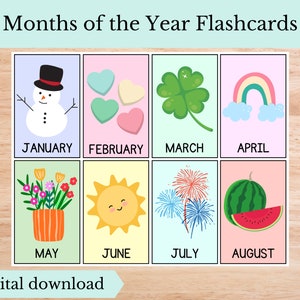 Months of the Year Flashcards, Digital Download