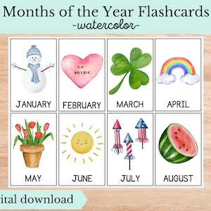 Flashcard dei mesi dell'anno, download digitale