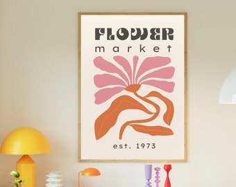 Affiche du marché aux fleurs, Printable Flowers Art, affiche numérique du marché aux fleurs mignon, art mural du marché aux fleurs Matisse, art mural botanique,