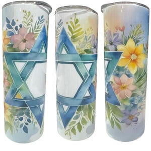 Hanukkah Floral Tumbler