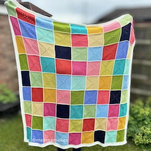 BEGINNER Patchwork Granny Square Crochet Blanket PDF Digital Pattern - Baby Throw Afghan Bedspread
