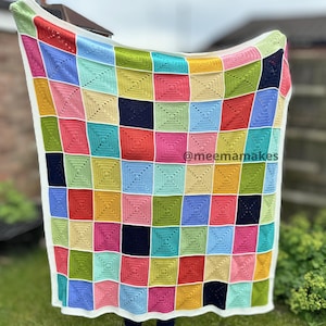 BEGINNER Patchwork Granny Square Crochet Blanket PDF Digital Pattern - Baby Throw Afghan Bedspread