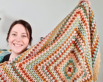 Giant Granny Square Crochet Pattern by Meema Makes ®, Beginner Friendly - Digital Download & Video Tutorials