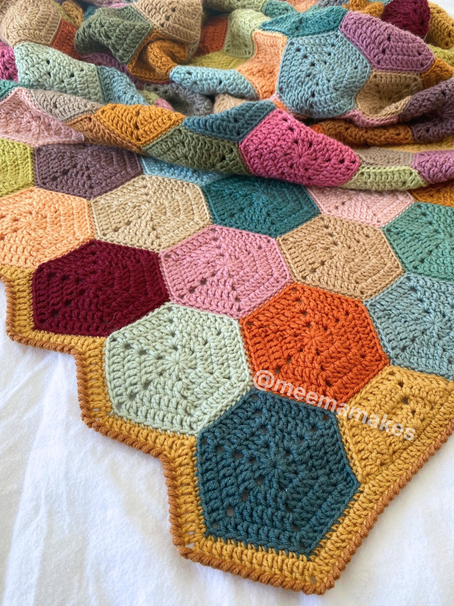 38 Hexagon Blanket Crochet Patterns for Cozy Throws, Baby Blankets, and Retro Home Decor 1 Crochet Hexagon Blanket Pattern for Beginners by Meema