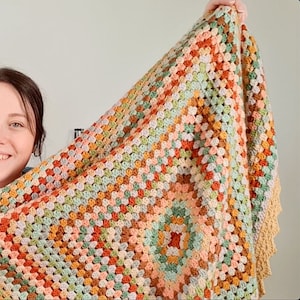 BEGINNER Granny Love Blanket Pattern PDF Digital Download (with video tutorials!) - Giant Granny Square Throw Afghan Bedspread Baby